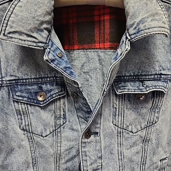 BlackHeart ACID WASH PLAID Partially LINED TRUCKER JACKET SIZE M - Picture 3 of 14